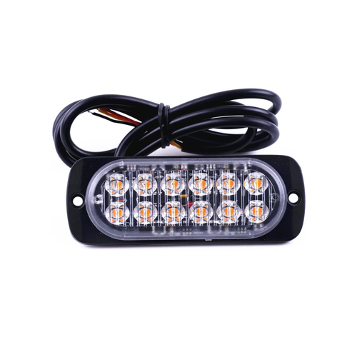 12 LED Strobe, Amber, 15 patterns